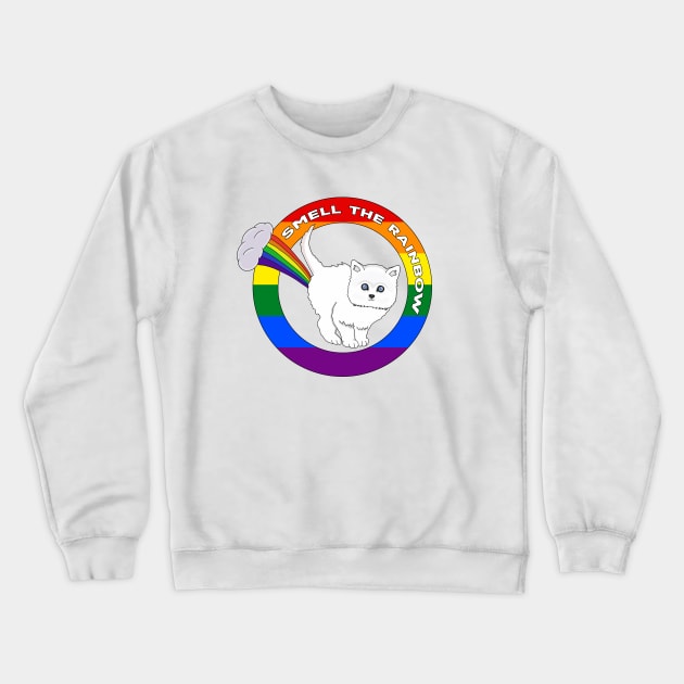 Smell The Rainbow - Funny Cat Rainbow Crewneck Sweatshirt by DiegoCarvalho